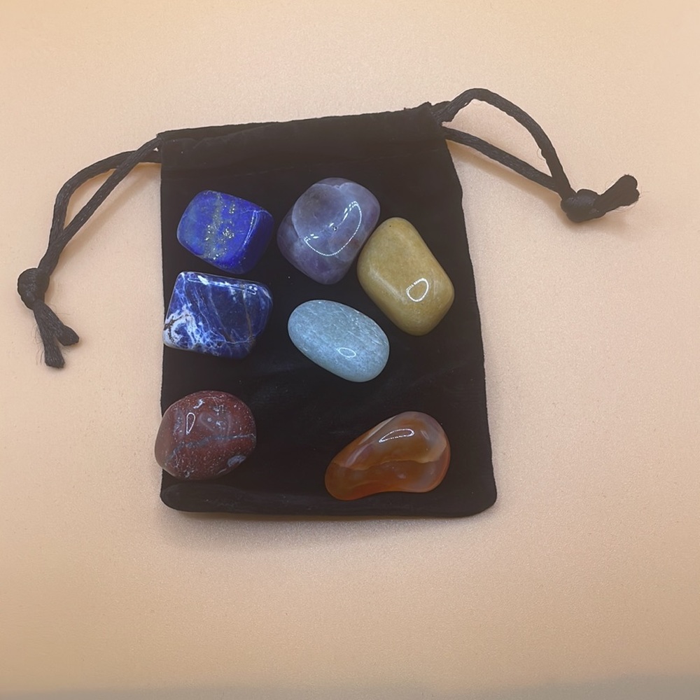 7 Chakra stone with velvet pouch